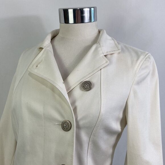 Burberry Cream High Neck Side Button Jacket - Picture 13 of 16